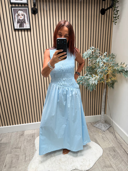 Sateen Shirred Maxi Dress