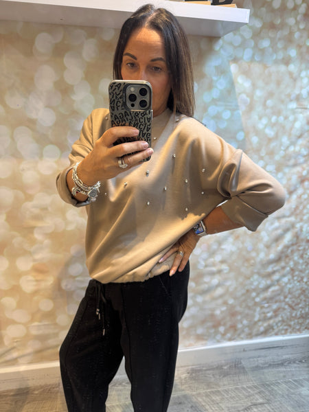 Scuba Sweatshirt with diamante front