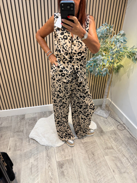 2 Piece Leopard Trouser / Waistcoat set