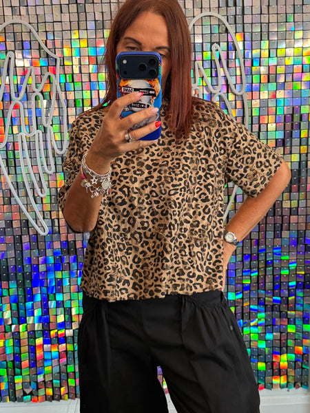 Leopard Laddered  Boxy Top