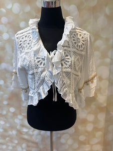 Cropped Crochet Tie Front Cardigan