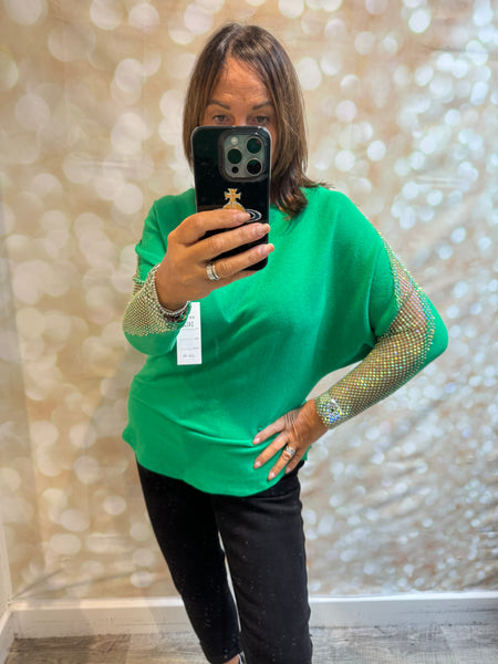 Soft Touch Jumper with Fishnet sleeves