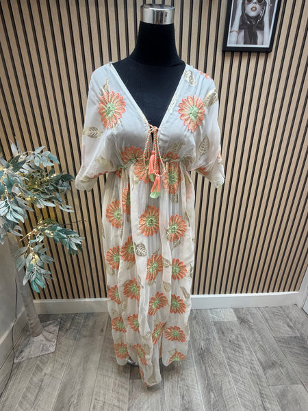 Embroidered chiffon Maxi Dress