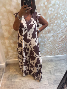 Cow Print Palazzo Jumpsuit