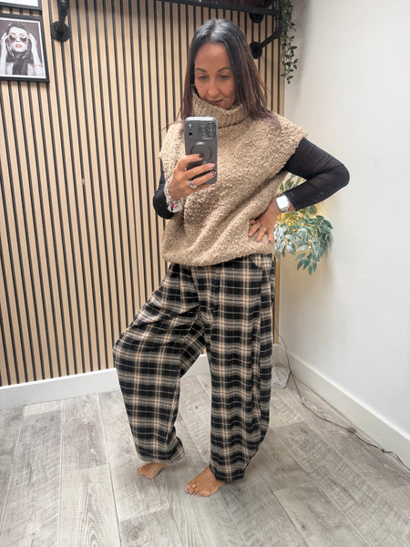Tartan Wool Mix Cocoon Trousers