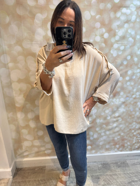 Crinkle Top with Gold buttons
