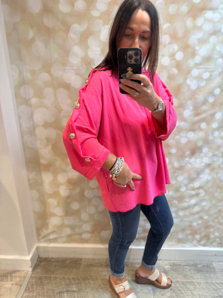 Crinkle Top with Gold buttons