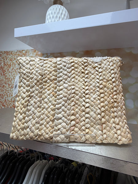 Straw  Embellished Clutch Bag