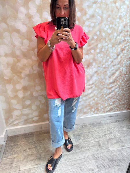 Crinkle fabric Button back Top