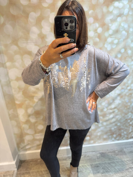 Soft touch leopard/metallic Jumper