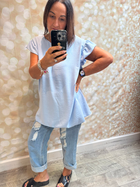 Crinkle fabric Button back Top