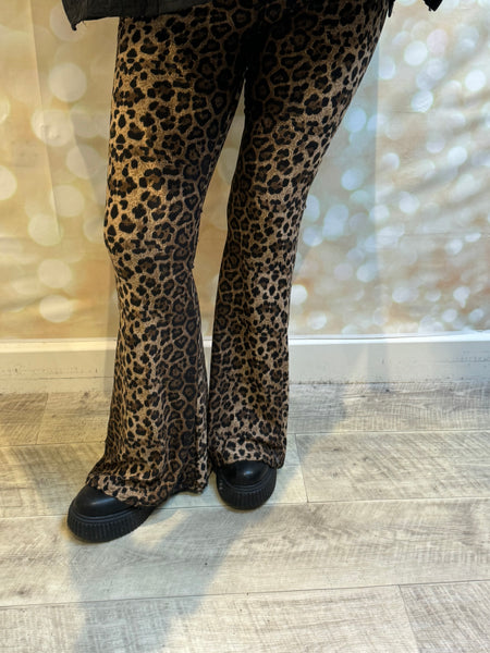 Leopard Soft Touch flared trousers