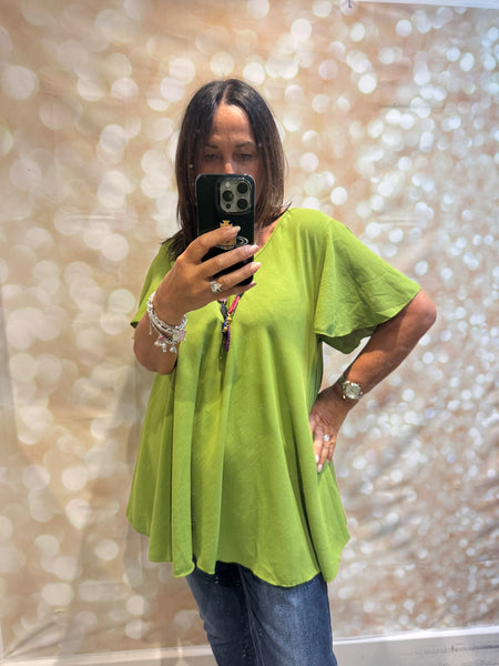 Swing Crinkle Top with Angel sleeves