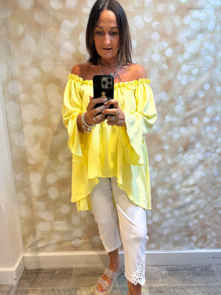 Bardot Hi Lo Top in crinkle fabric
