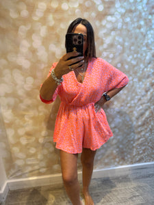 Neon wrap over playsuit