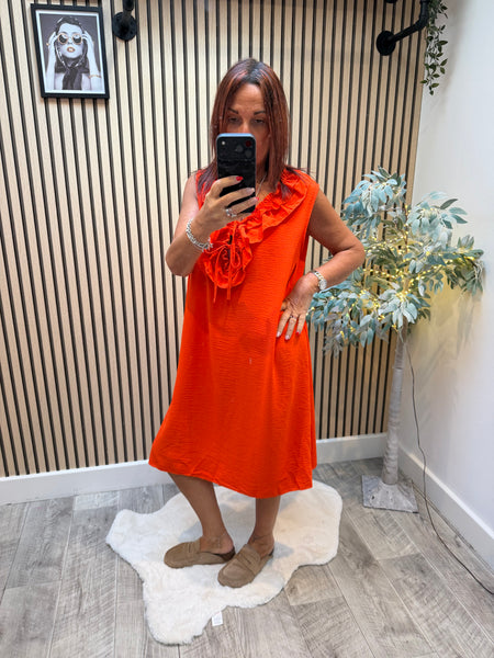 Crinkle Frill Front Dress