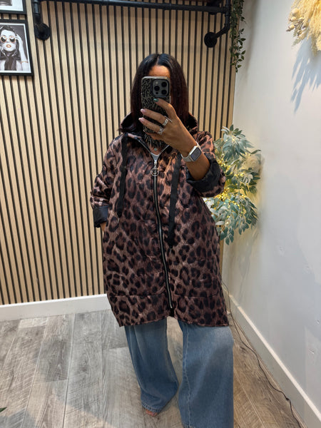 Leopard  Quilted Longline Coat
