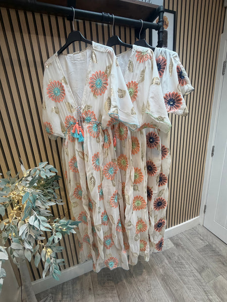 Embroidered chiffon Maxi Dress