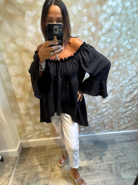 Bardot Hi Lo Top in crinkle fabric