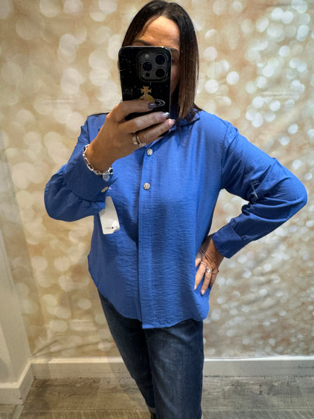 Crinkle Blouse with Diamanté buttons