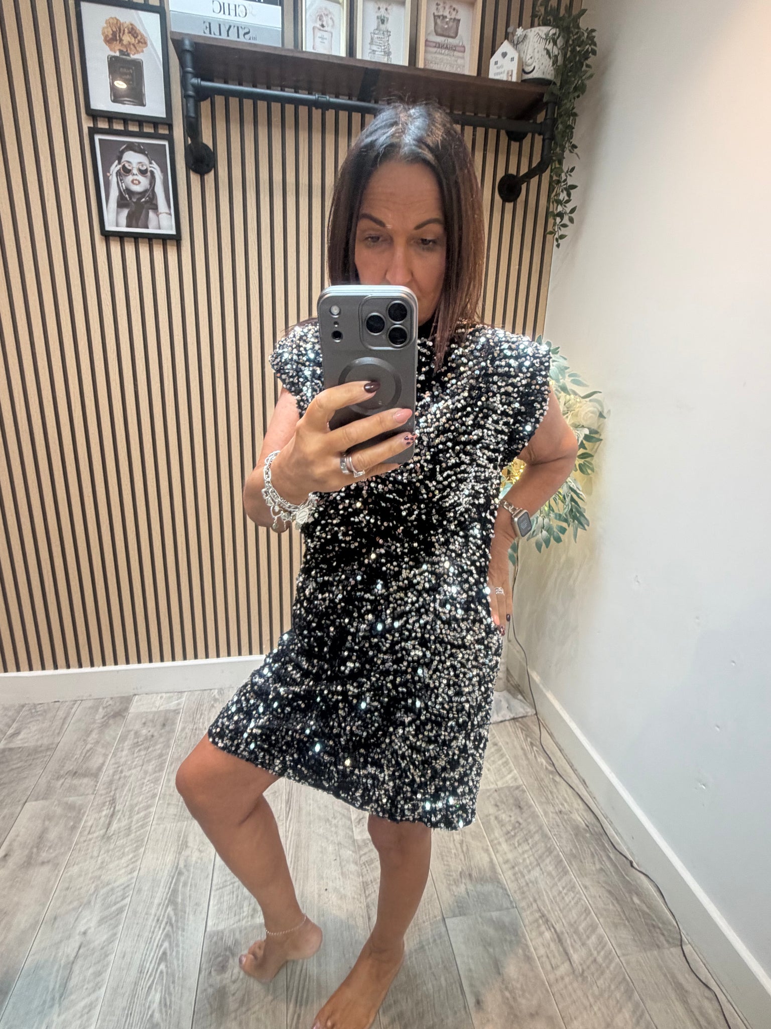 Studio Velour / Sequin Rouched Front Dress