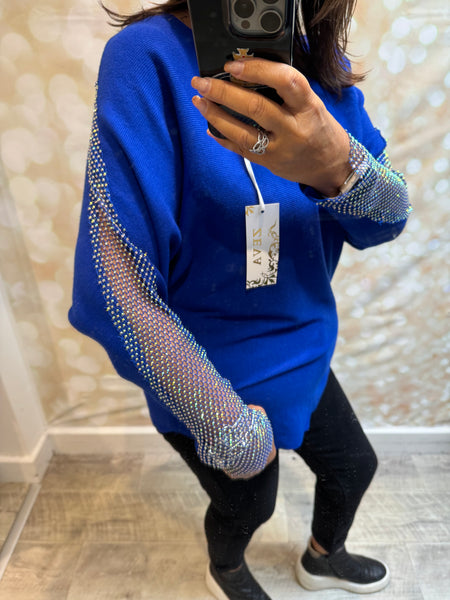 Soft Touch Jumper with Fishnet sleeves