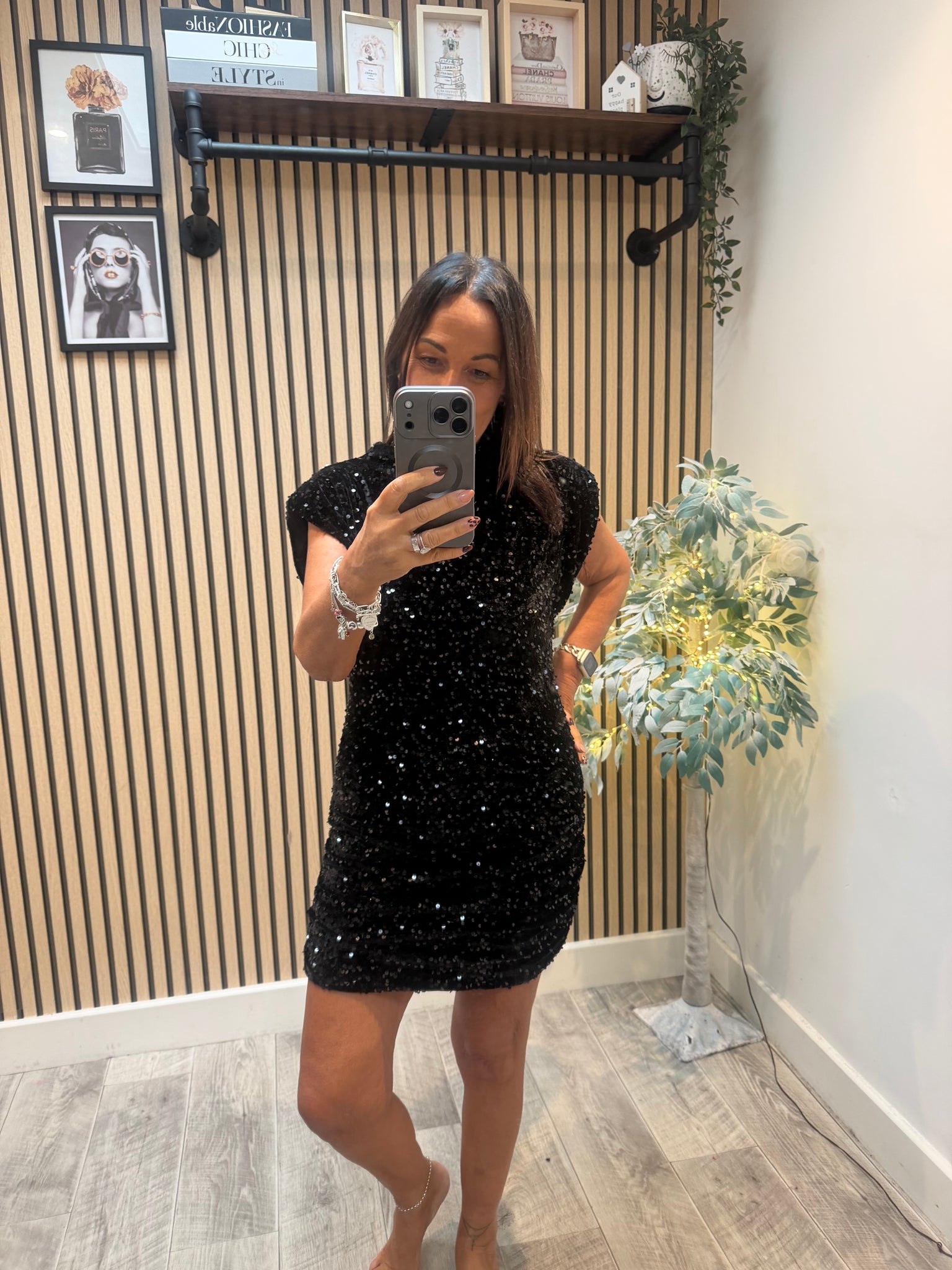 Studio Velour / Sequin Rouched Mini Dress