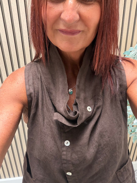 Studio Linen Cowl Neck Waistcoat