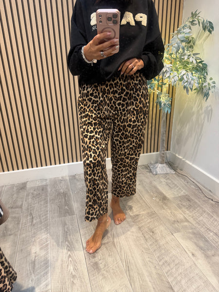 Studio Tapered Leg Leopard Trousers