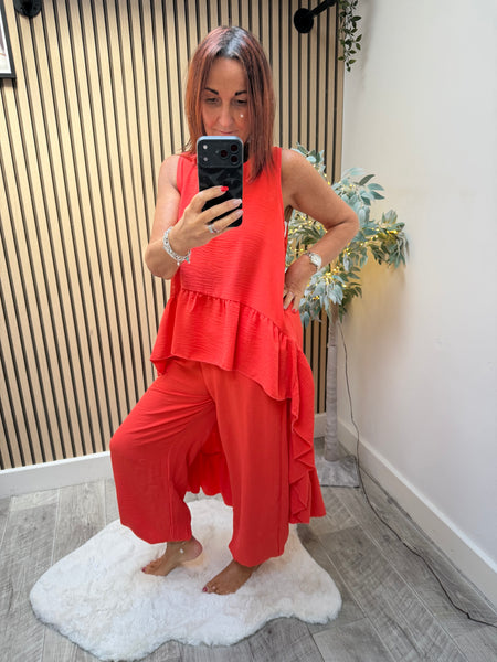 Crinkle cuffed  trousers /Hi Lo Top