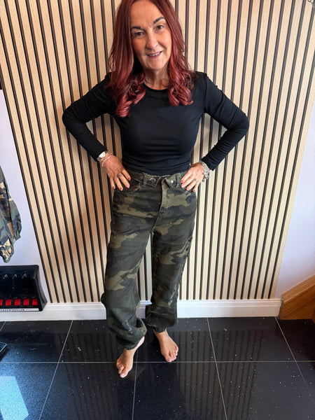 Camo Folded Waist / Cuffed Hem Jeans