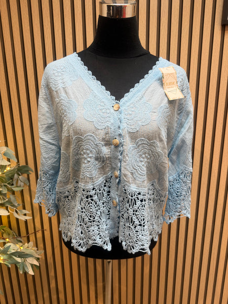 Embroidered Button Front Top