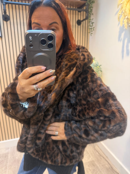 Luxe Cropped Leopard Fur  Jacket
