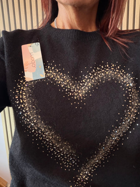 Embellished Heart Soft Knit Jumper