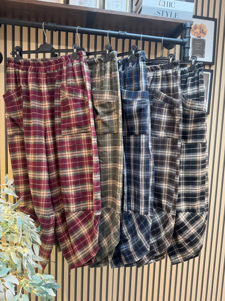 Checked Wool Mix Cocoon Trousers