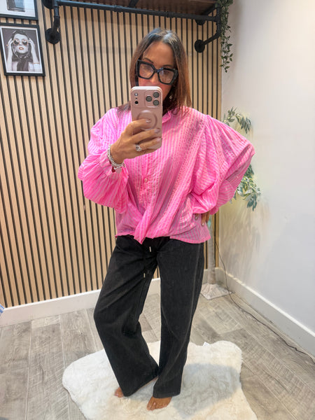 Striped Twist Hem  shirt