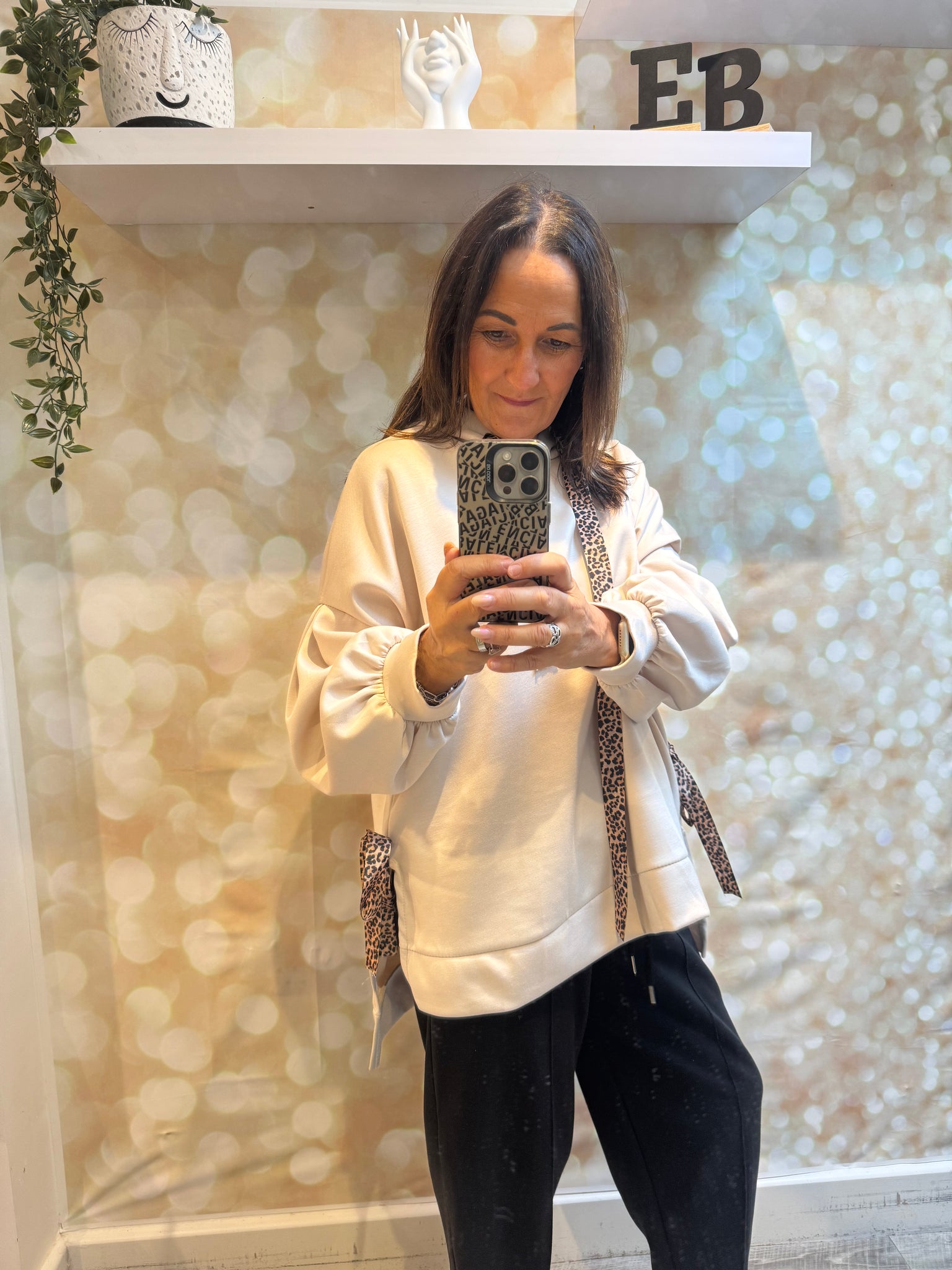 Studio Hooded Sweatshirt with leopard ties