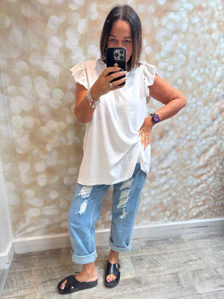 Crinkle fabric Button back Top