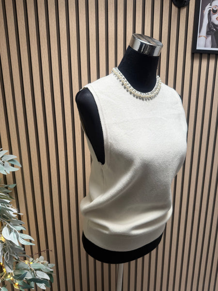 Embellished Neck Tank Top