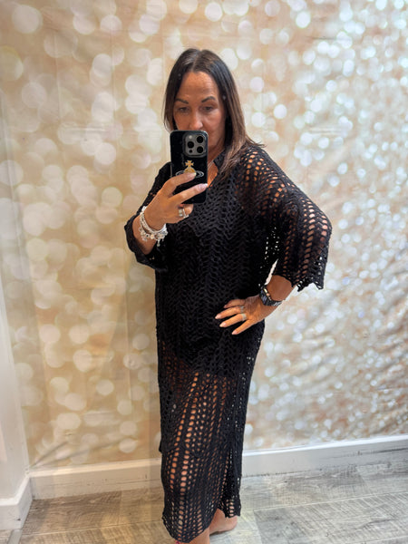 Crochet Fishnet Midi Dress