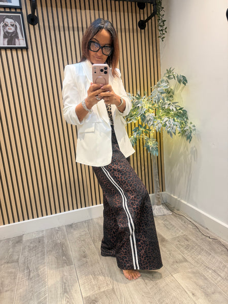 Leopard Scuba stripe Wide Leg Joggers