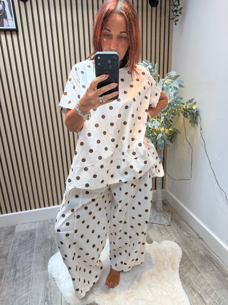 Polka Dot 2 Piece Trouser / Top set