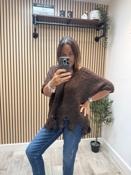 Distressed Hem Chunky popcorn Jumper