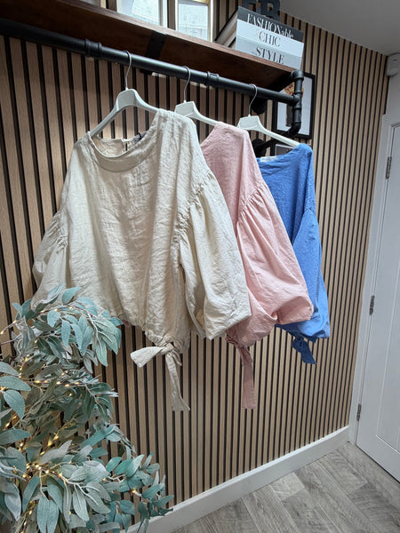 Studio Linen Puff sleeve Top