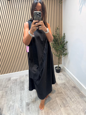 High Neck Scuba Dress with Frill