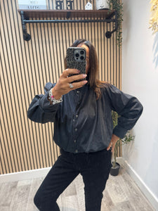 Pintuck Bubble Hem  Bomber  jacket