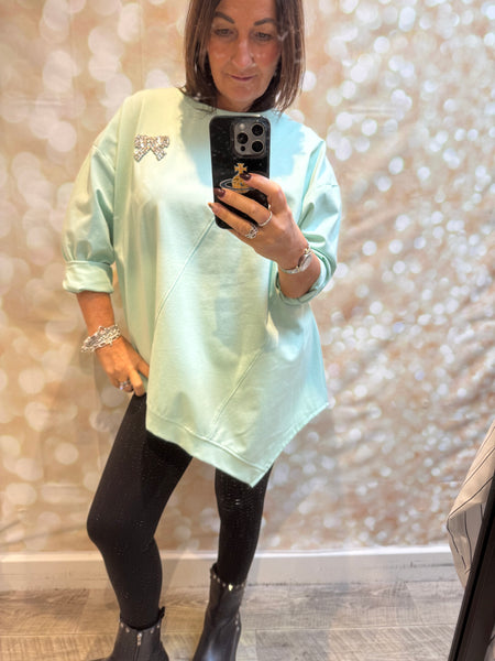 Scuba Sweatshirt with diamante bow