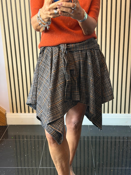Checked Hanky Hem Skirt