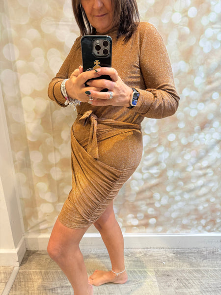 Glitter Wrap  Front Sparkle Dress