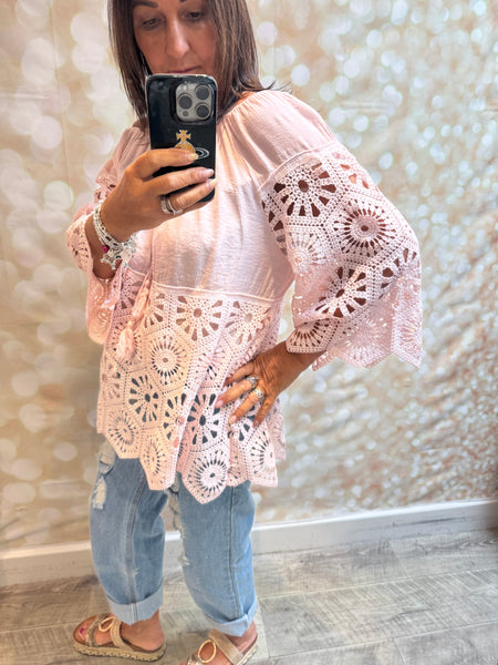Bardot /Crochet Top